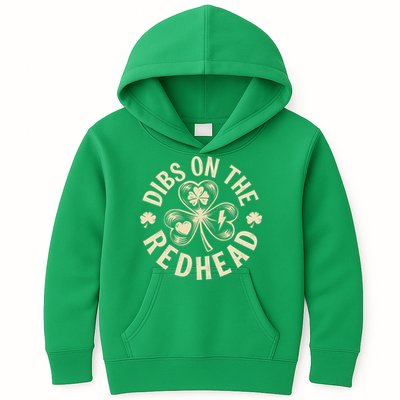 Funny Shamrock Irish St Patricks Day Dibs On The Redhead Kids Hoodie