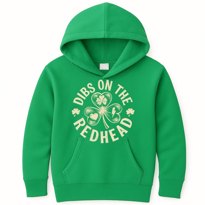 Funny Shamrock Irish St Patricks Day Dibs On The Redhead Kids Hoodie