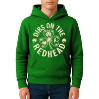 Funny Shamrock Irish St Patricks Day Dibs On The Redhead Kids Hoodie