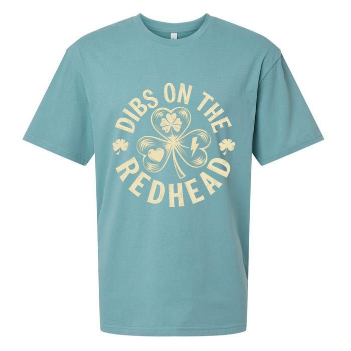 Funny Shamrock Irish St Patricks Day Dibs On The Redhead Sueded Cloud Jersey T-Shirt
