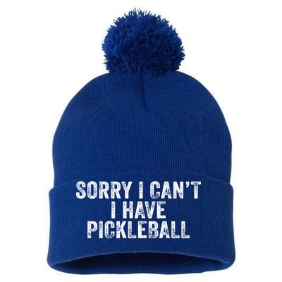Funny Sorry I Can't I Have Pickleball Novelty Saying Vintage Meaningful Gift Pom Pom 12in Knit Beanie