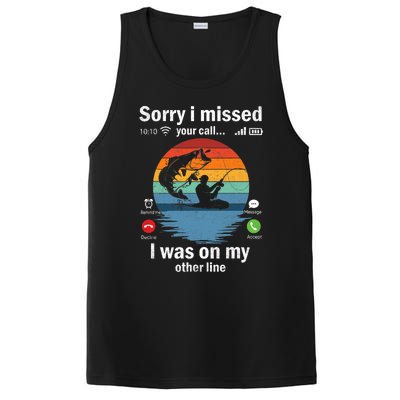 Funny Sorry I Missed Your Call Was On Other Line Fishing Vintage PosiCharge Competitor Tank