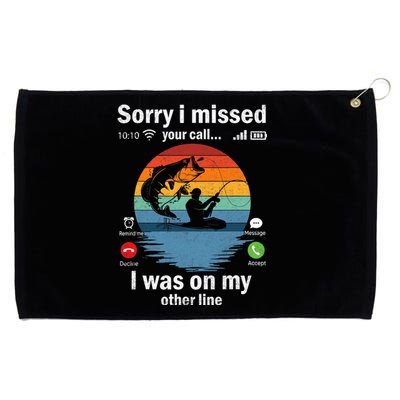 Funny Sorry I Missed Your Call Was On Other Line Fishing Vintage Grommeted Golf Towel