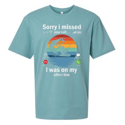 Funny Sorry I Missed Your Call Was On Other Line Fishing Vintage Sueded Cloud Jersey T-Shirt