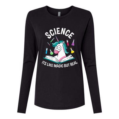 Funny Science Is Like Magic But Real Unicorn Funny Science Womens Cotton Relaxed Long Sleeve T-Shirt