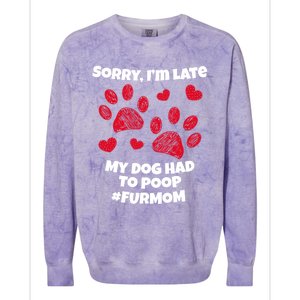 Funny Sorry I Am Late My Puppy Dog Had To Poop Furmom Gift Colorblast Crewneck Sweatshirt