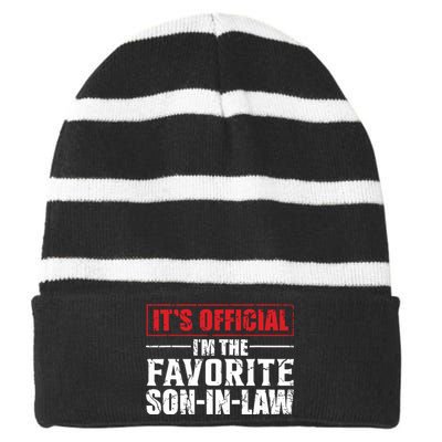 Funny Son In Law Im The Favorite Son In Law Striped Beanie with Solid Band