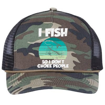 Fish So I Dont Choke People Funny Saying Fishing Retro Rope Trucker Hat Cap