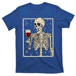 Funny Skeleton Ing Wine Halloween Skull Cool Gift T-Shirt