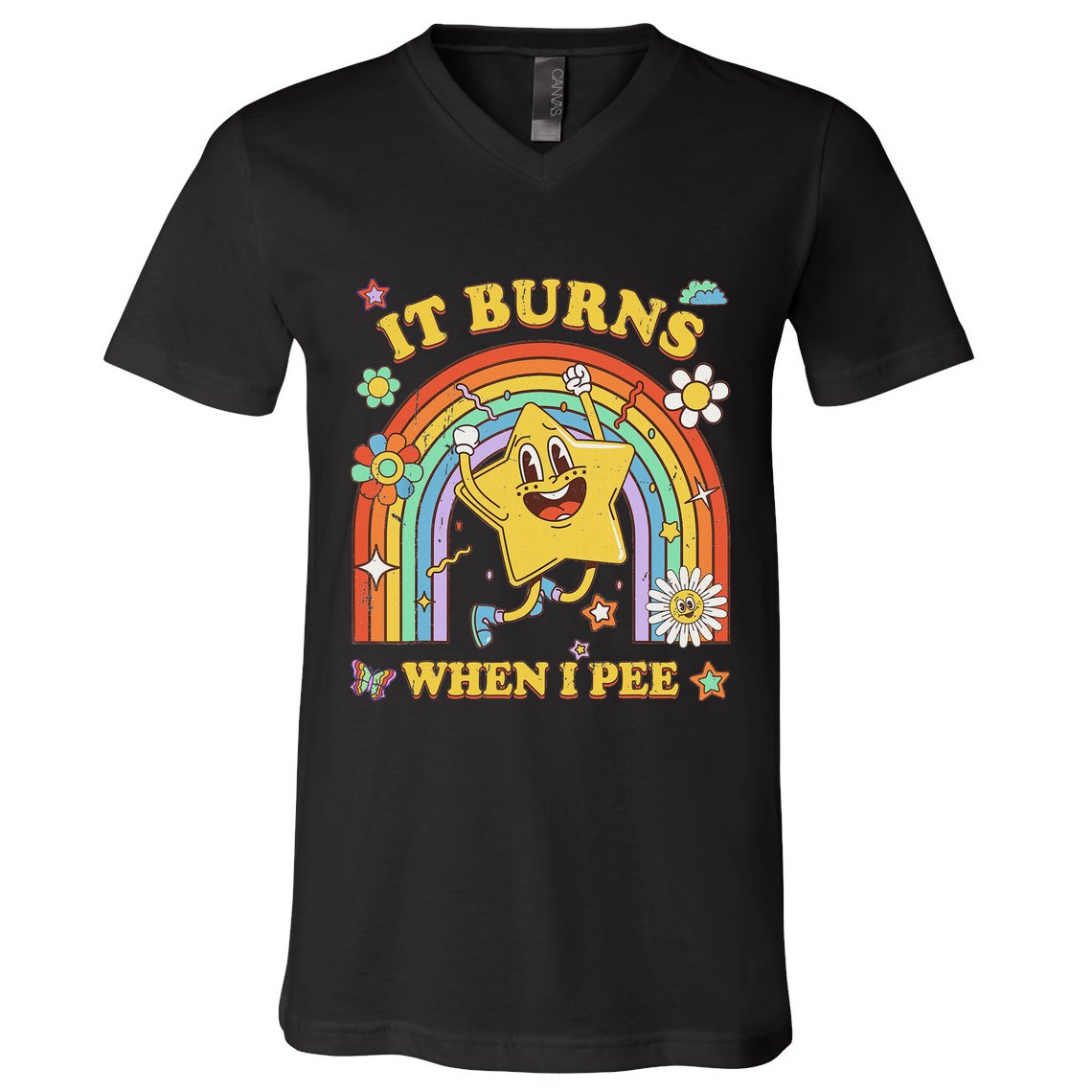 Funny Saying It Burns When I Pee Sarcastic Meme V-Neck T-Shirt
