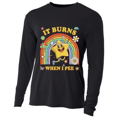 Funny Saying It Burns When I Pee Sarcastic Meme Cooling Performance Long Sleeve Crew