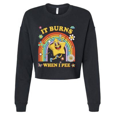 Funny Saying It Burns When I Pee Sarcastic Meme Cropped Pullover Crew