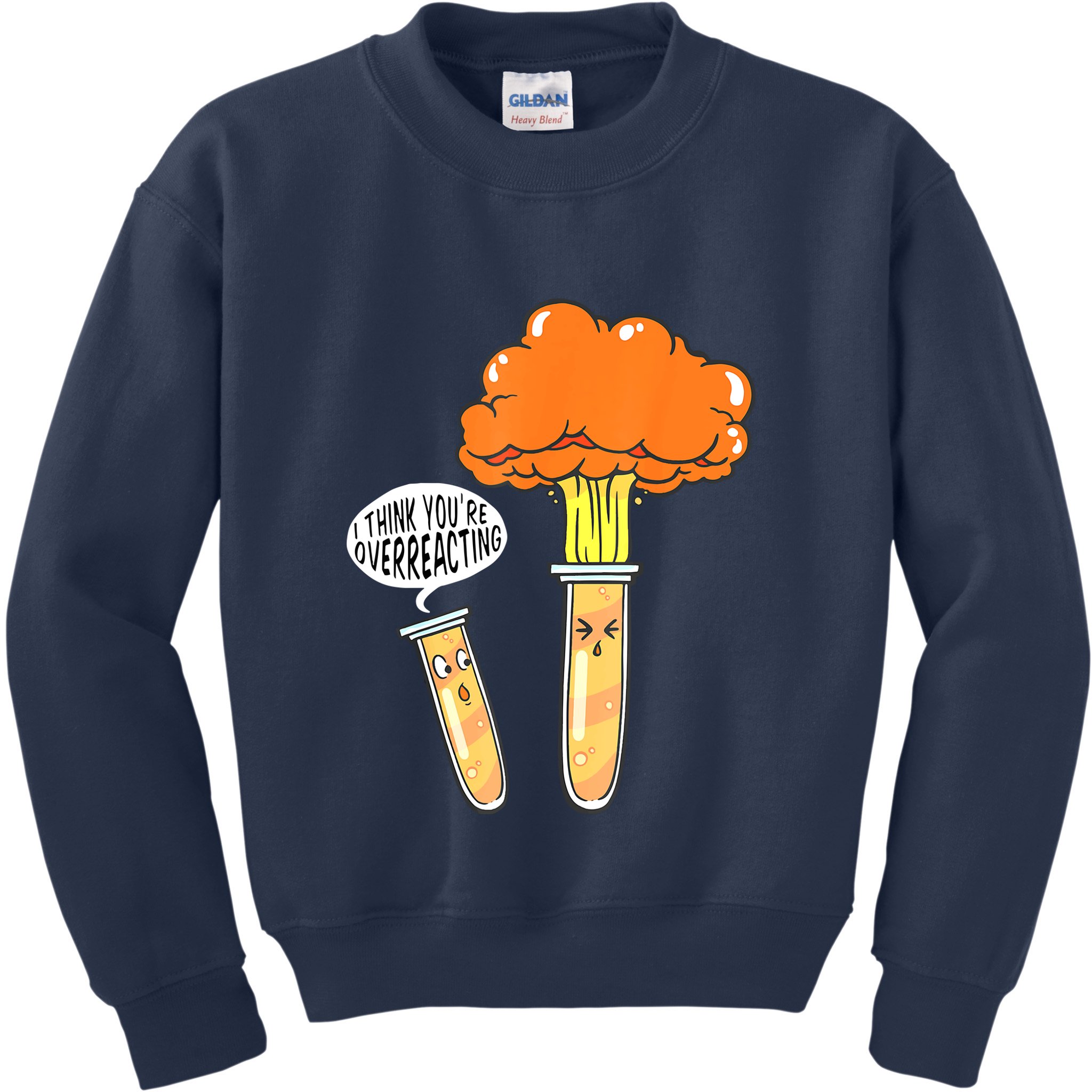 Funny Science I Think Youre Overreacting Nerd Chemistry Gift Kids Sweatshirt