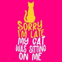 Funny Sorry Im Late My Cat Was Sitting On Me T-Shirt