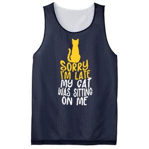 Funny Sorry Im Late My Cat Was Sitting On Me Mesh Reversible Basketball Jersey Tank