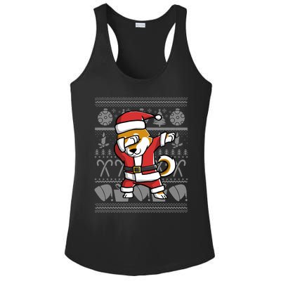 Funny Shiba Inu Dabbing Dog Dab Ugly Christmas Cool Gift Ladies PosiCharge Competitor Racerback Tank