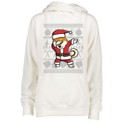 Funny Shiba Inu Dabbing Dog Dab Ugly Christmas Cool Gift Womens Funnel Neck Pullover Hood