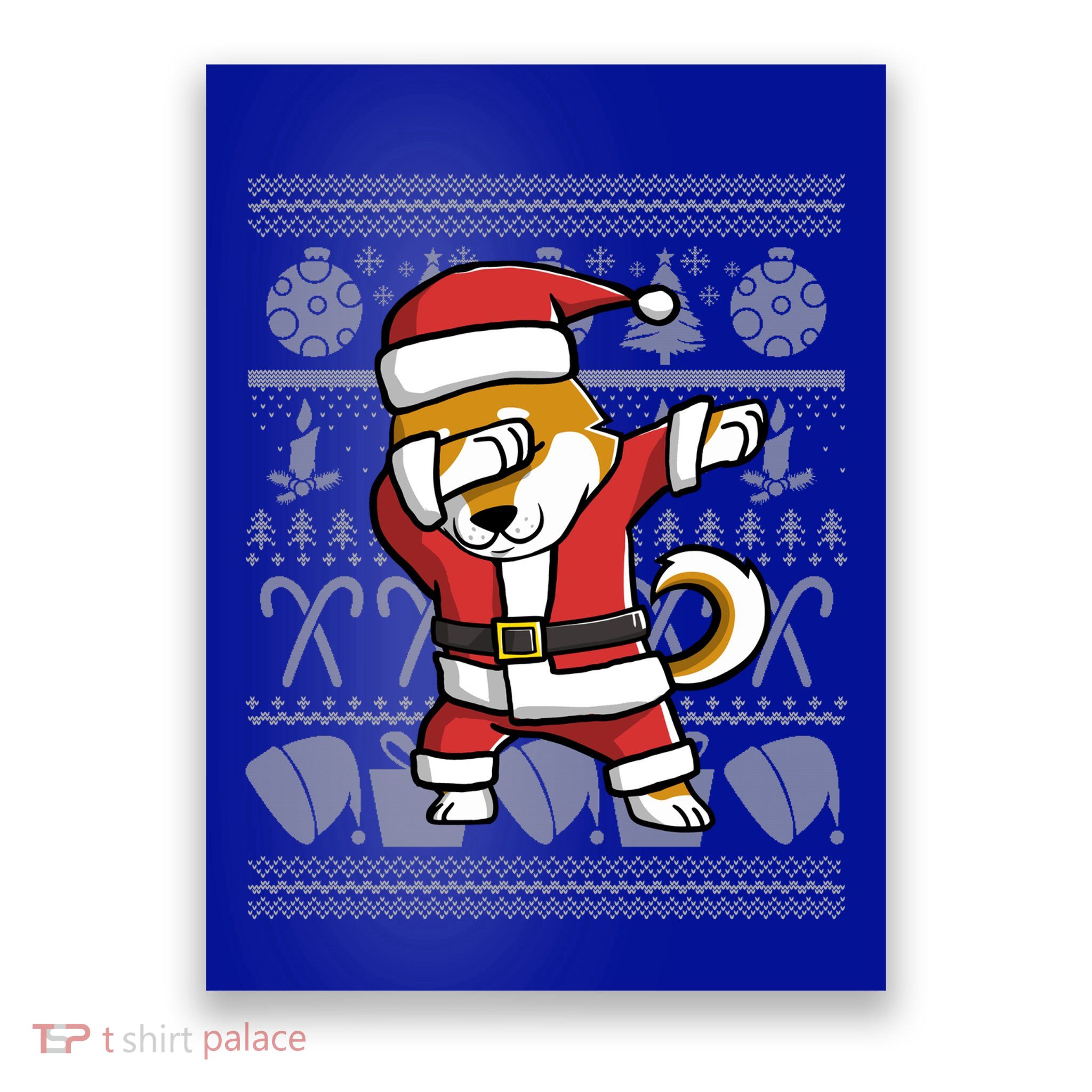 Funny Shiba Inu Dabbing Dog Dab Ugly Christmas Cool Gift Poster