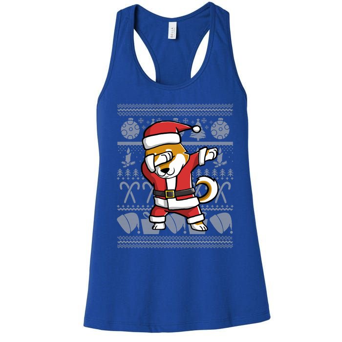 Funny Shiba Inu Dabbing Dog Dab Ugly Christmas Cool Gift Women's Racerback Tank