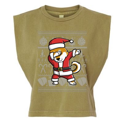 Funny Shiba Inu Dabbing Dog Dab Ugly Christmas Cool Gift Garment-Dyed Women's Muscle Tee