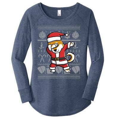 Funny Shiba Inu Dabbing Dog Dab Ugly Christmas Cool Gift Women's Perfect Tri Tunic Long Sleeve Shirt