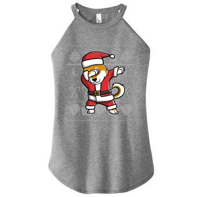 Funny Shiba Inu Dabbing Dog Dab Ugly Christmas Cool Gift Women's Perfect Tri Rocker Tank