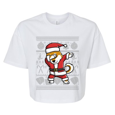 Funny Shiba Inu Dabbing Dog Dab Ugly Christmas Cool Gift Bella+Canvas Jersey Crop Tee