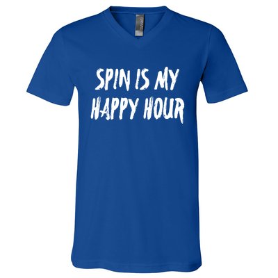 Funny Spin Is My Happy Hour Cardio Fitness Gift Cute Gift V-Neck T-Shirt