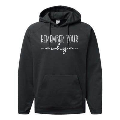 Funny Sarcastic Inspirational Quote Remember Your Why Performance Fleece Hoodie