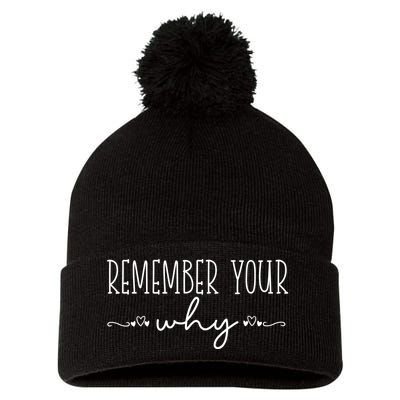 Funny Sarcastic Inspirational Quote Remember Your Why Pom Pom 12in Knit Beanie