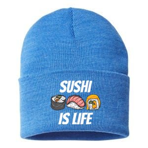 Funny Sushi Is Life Food Lover Gift Sustainable Knit Beanie