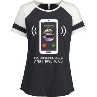 Funny Skateboarding Is Calling Gift Enza Ladies Jersey Colorblock Tee