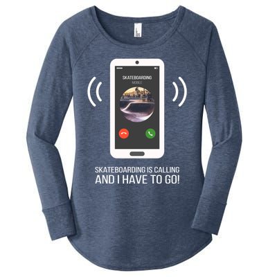 Funny Skateboarding Is Calling Gift Women's Perfect Tri Tunic Long Sleeve Shirt