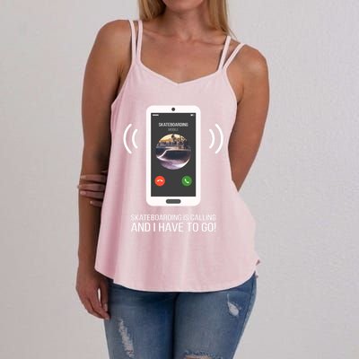 Funny Skateboarding Is Calling Gift Women's Strappy Tank