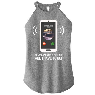 Funny Skateboarding Is Calling Gift Women's Perfect Tri Rocker Tank