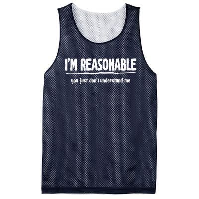 Funny Sarcastic Im Reasonable You Dont Understand Mesh Reversible Basketball Jersey Tank