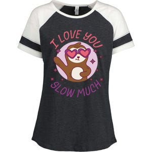 Funny Sloth I Love You Slow Much Cute Sloths Gift Enza Ladies Jersey Colorblock Tee