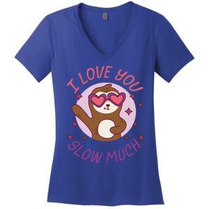 Funny Sloth I Love You Slow Much Cute Sloths Gift Women's V-Neck T-Shirt