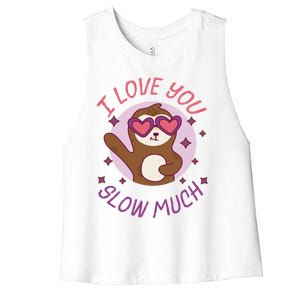 Funny Sloth I Love You Slow Much Cute Sloths Gift Women's Racerback Cropped Tank