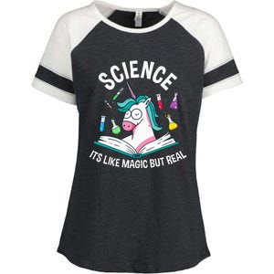 Funny Science Is Like Magic But Real Unicorn Funny Science Enza Ladies Jersey Colorblock Tee