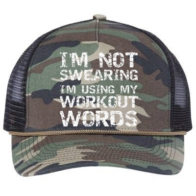 Funny Saying Im Not Swearing Im Using My Workout Words Retro Rope Trucker Hat Cap