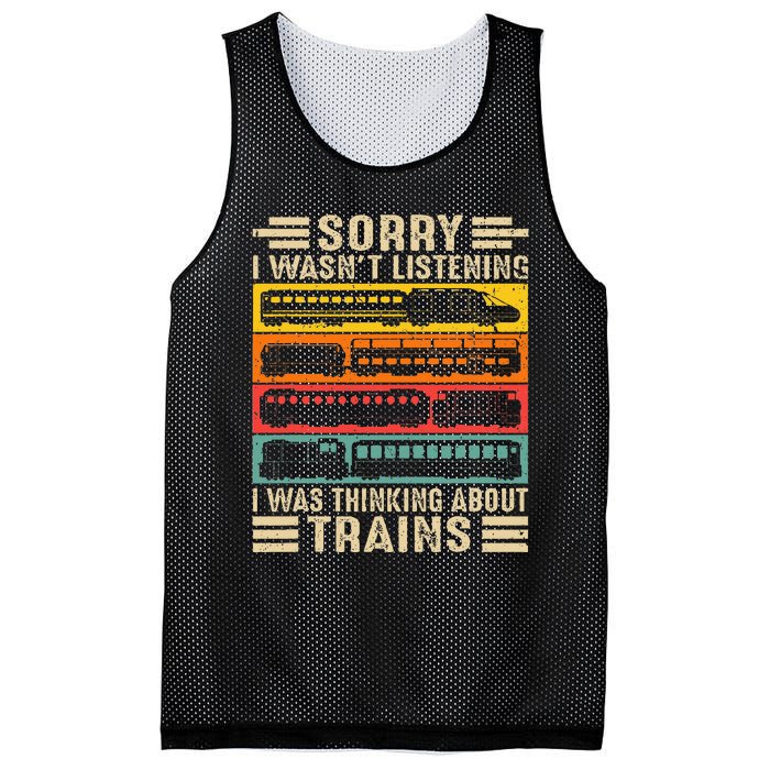 Funny Sorry I WasnT Listening I Was Thinking About Trains Mesh Reversible Basketball Jersey Tank