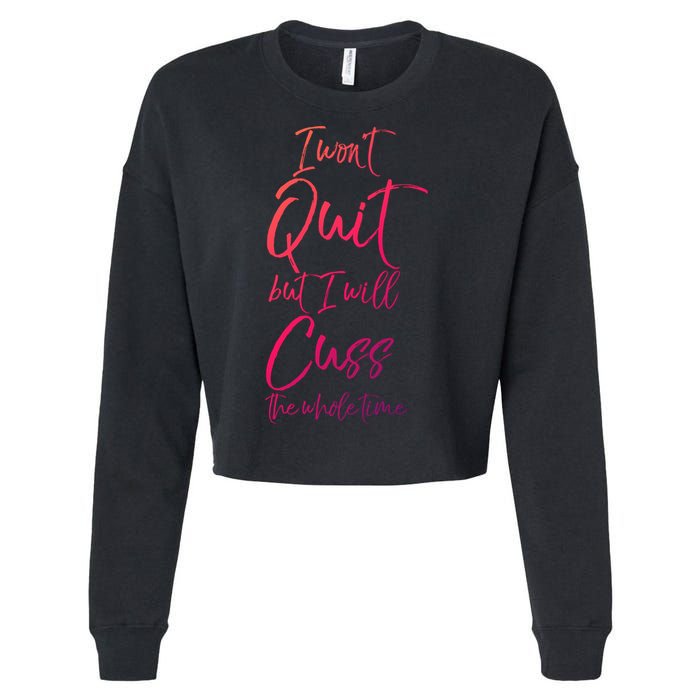 Funny Sarcastic I Wont Quit But I Will Cuss The Whole Time Cool Gift Cropped Pullover Crew