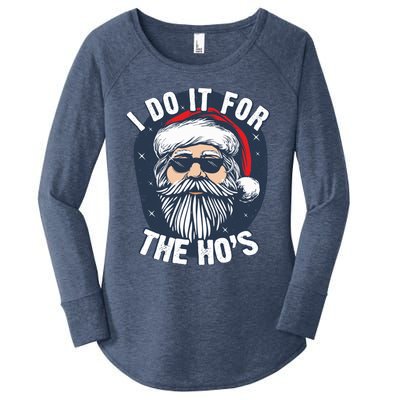 Funny Santa I Do It For The HoS Inappropriate Christmas Gift Women's Perfect Tri Tunic Long Sleeve Shirt