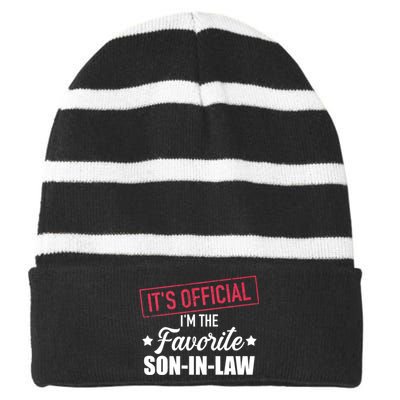 Favorite Son In Law From Mother In Law Or Father In Law Striped Beanie with Solid Band