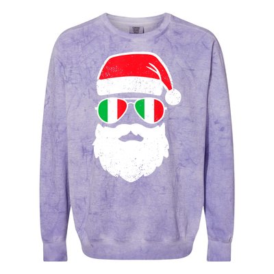 Funny Santa Italian Christmas Pajama Italian Matching Family Gift Colorblast Crewneck Sweatshirt