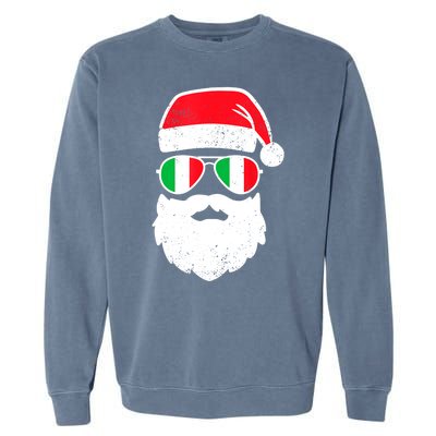 Funny Santa Italian Christmas Pajama Italian Matching Family Gift Garment-Dyed Sweatshirt