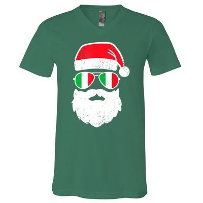 Funny Santa Italian Christmas Pajama Italian Matching Family Gift V-Neck T-Shirt