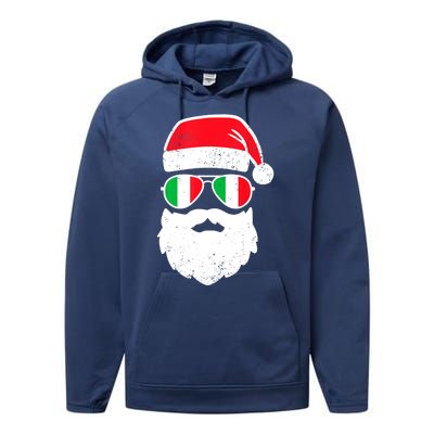 Funny Santa Italian Christmas Pajama Italian Matching Family Gift Performance Fleece Hoodie