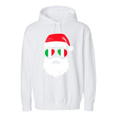 Funny Santa Italian Christmas Pajama Italian Matching Family Gift Garment-Dyed Fleece Hoodie